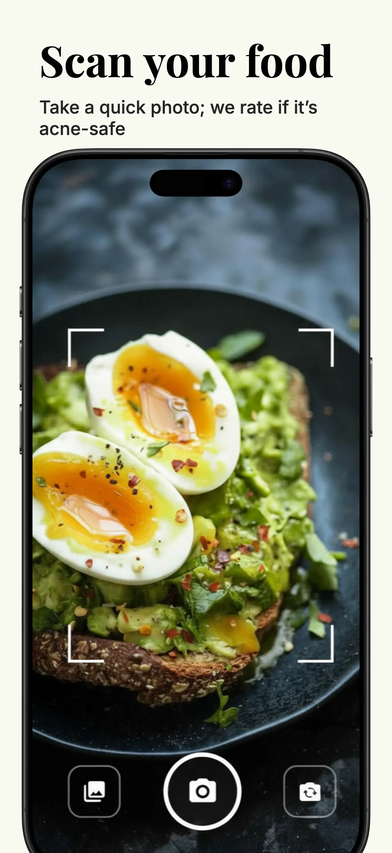 FoodSkin AI app running on iPhone 16 Pro Max showing scan results and ingredient highlights
